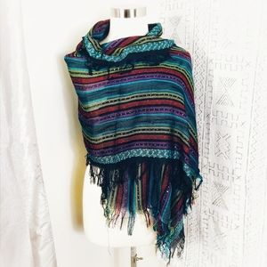 "On the Edge" Multicolor Handwoven Viscose Scarf